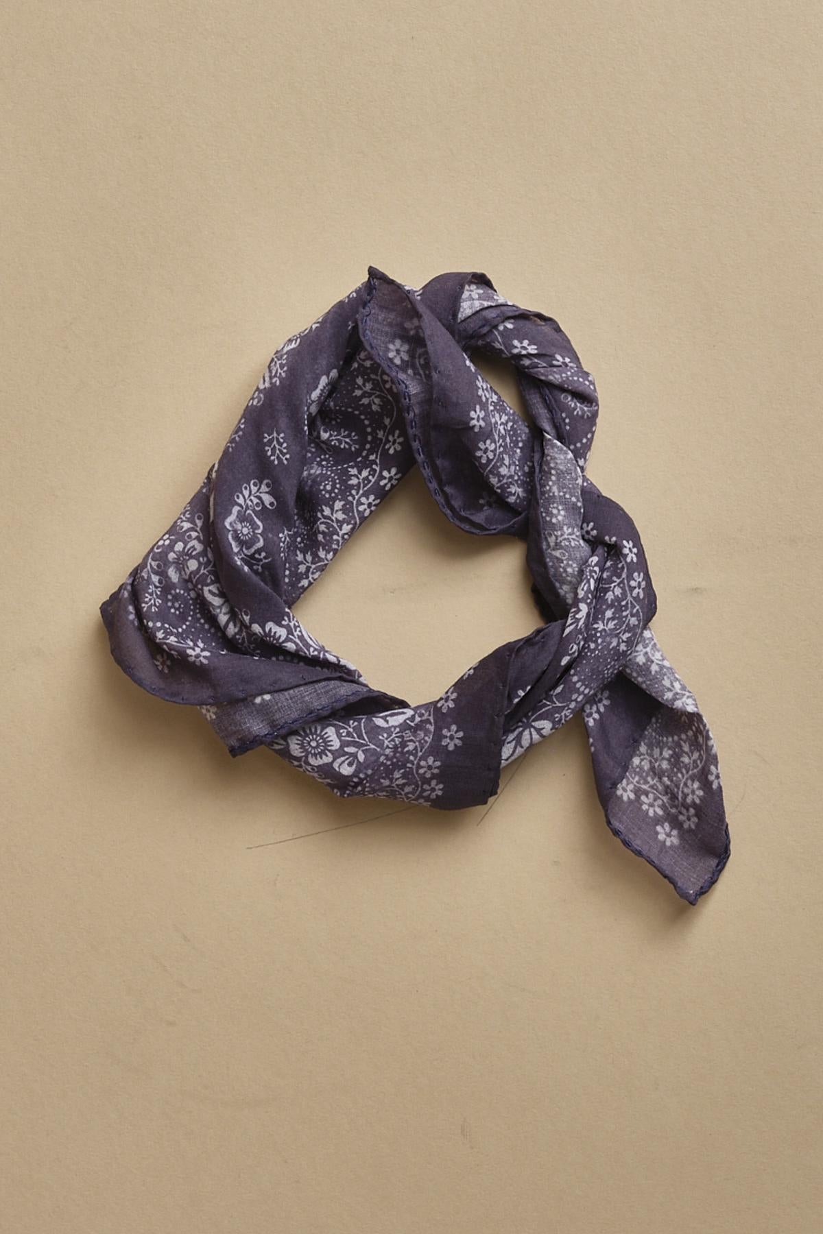 fazzoletto quadrato in voille di cotone con stampa bandana POCKET blu massimo alba 