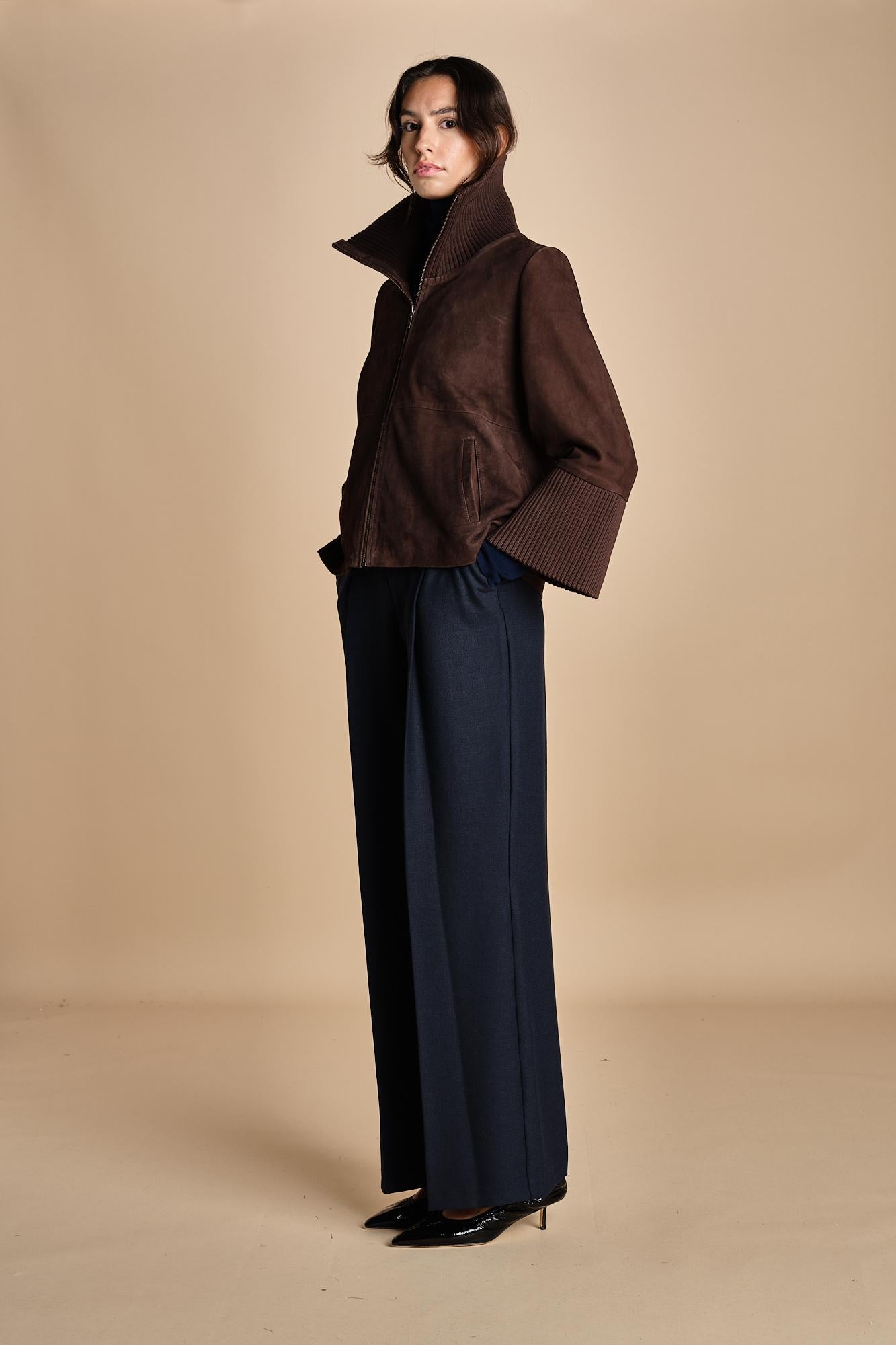 giubbino in camoscio NATE F25-173 030 CHOCOLATE oscar 