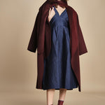 abito midi in tessuto goffrato FAYETTA  035 NAVY sea ny 