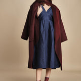 abito midi in tessuto goffrato FAYETTA  035 NAVY sea ny 