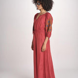 pantalone in seta over BE25252 RUST benaras soleil 