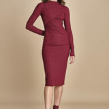 abito longuette con drappeggio FRANCIS BURGUNDY amazuìn 