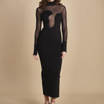 abito manica lunga con trasparenze UPTOWN BLACK undress code 