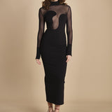 abito manica lunga con trasparenze UPTOWN BLACK undress code 