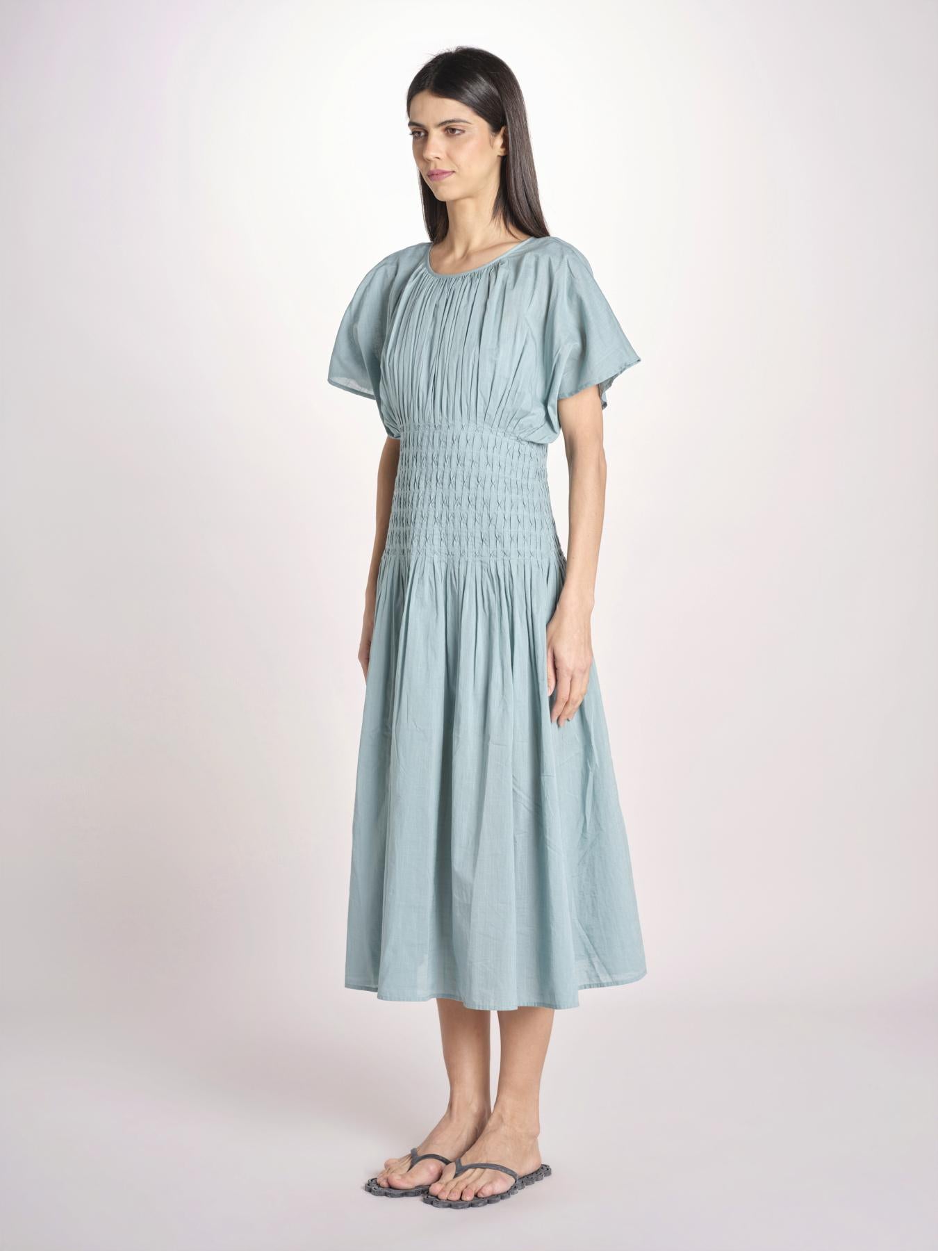 abito midi punto smoke VIOLET DRESS 112 BLUE sea ny 