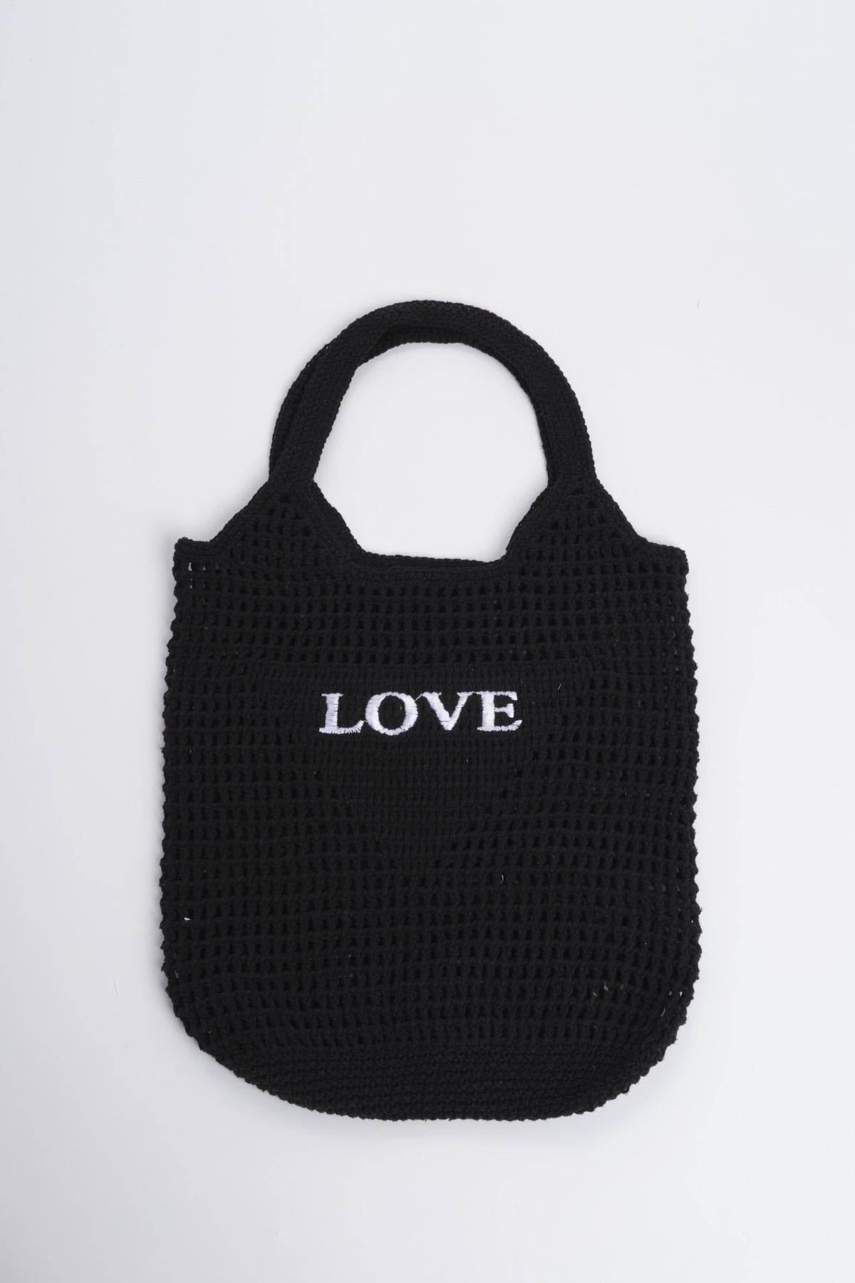 Borsa LOVE uncinetto C35099 BLACK mele 