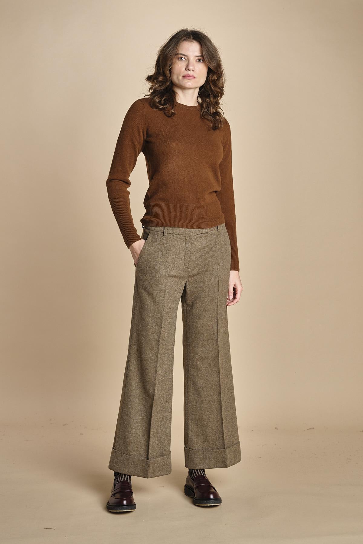 pantalone cropped con risvolto MELODIA 652923 19 quelledue 