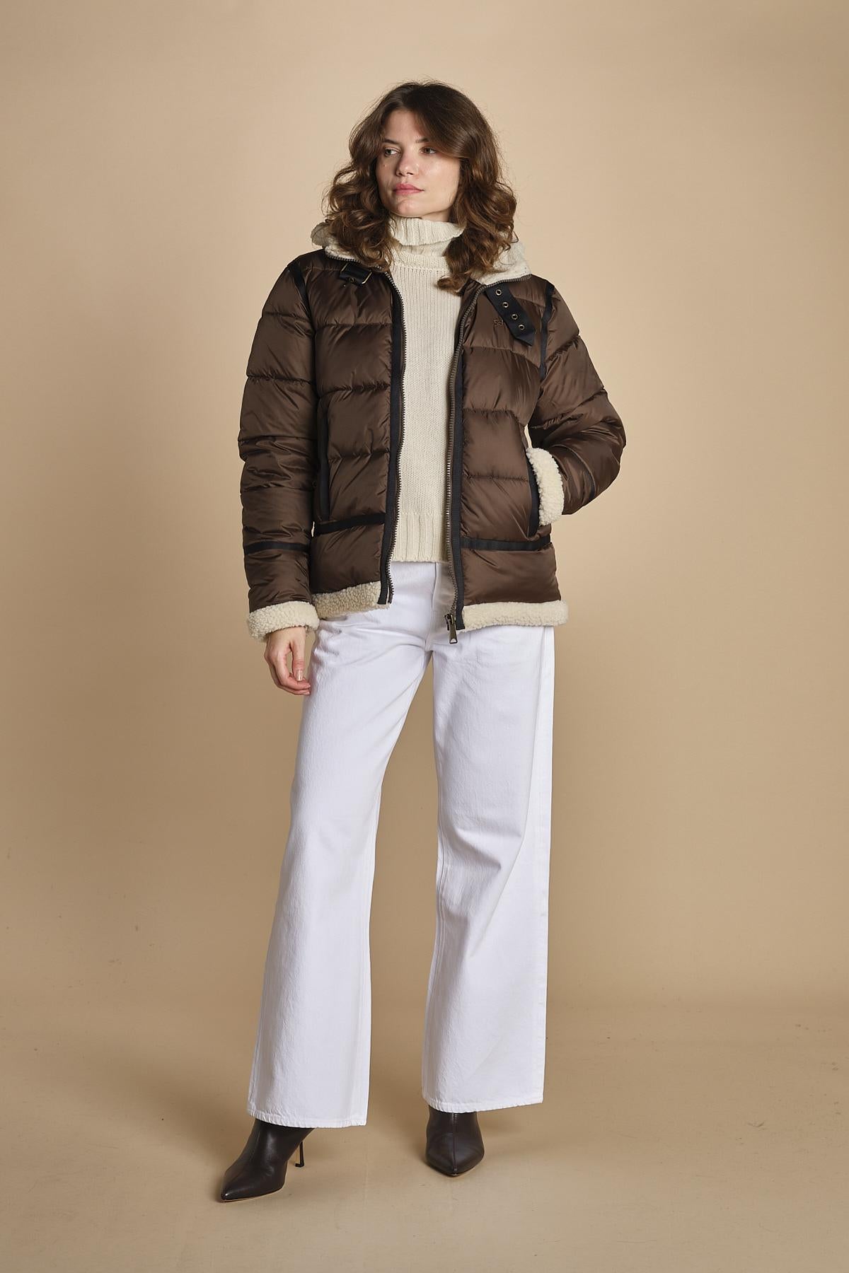 piumino con cappuccio IDAK2 BROWN schott 