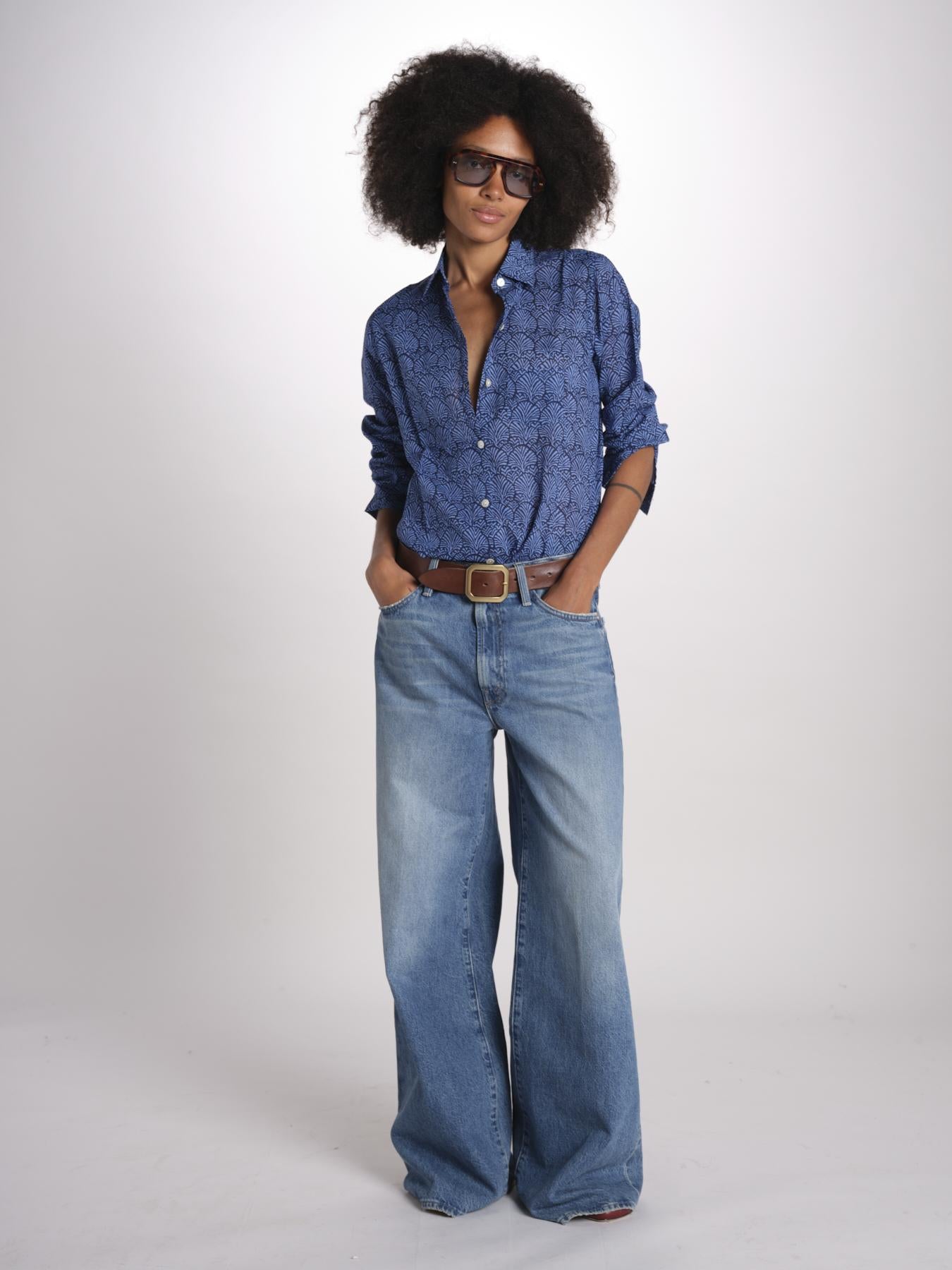 camicia KIPRO-502Y BLEU terre rouge 