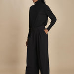 pantalone con pinces in lana NINA PLEAT CA1398 BLACK berwich 