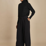 pantalone con pinces in lana NINA PLEAT CA1398 BLACK berwich 
