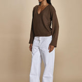 maglia con scollo a v e manica a campana by milaura. D2500894 811 MORO milaura 