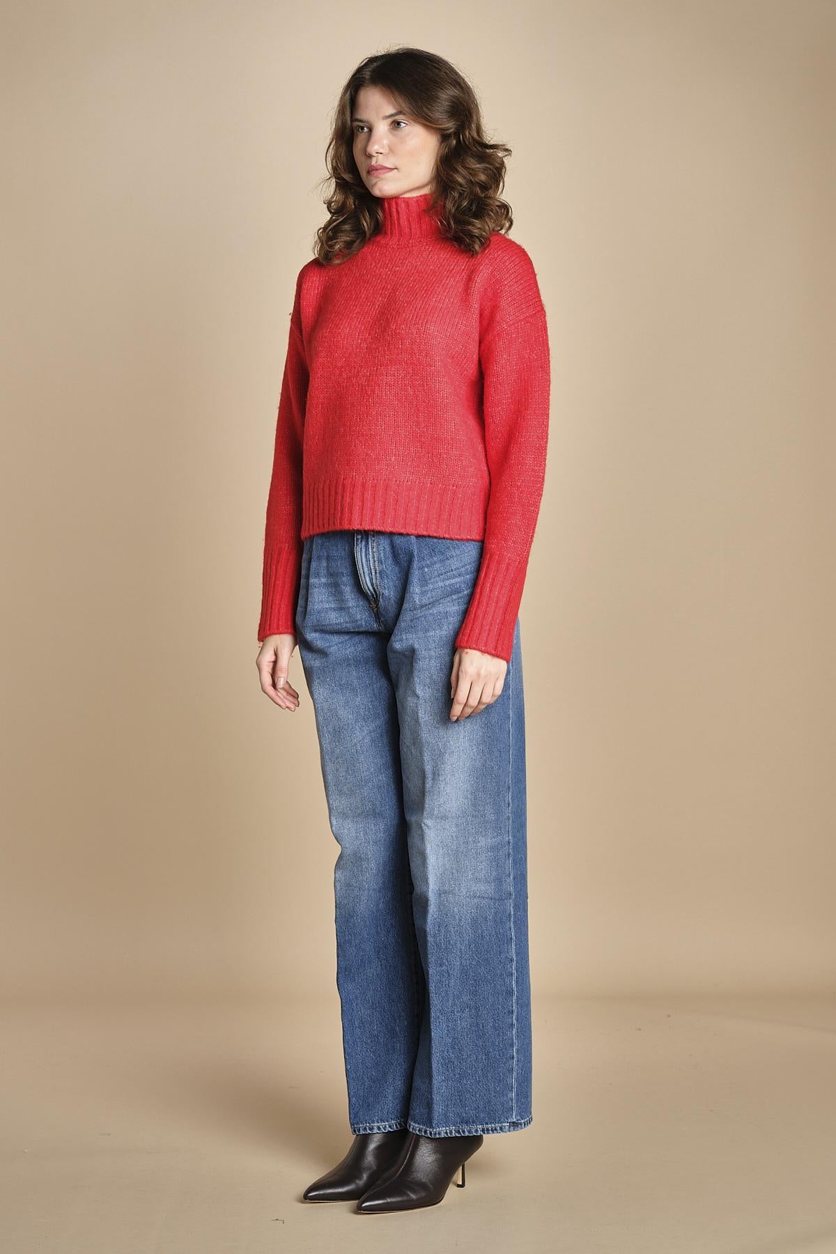 MYAC maglia collo alto in shetland BEMT512 LIPSTICK hartford 