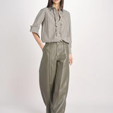 pantalone in pelle LESLIE IO118060 DARK EUCALYPTUS GR533 ivy oak 