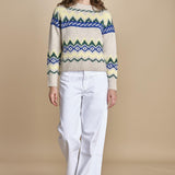 MAGIE maglia con greche BEND516 ECRU BLUE hartford 