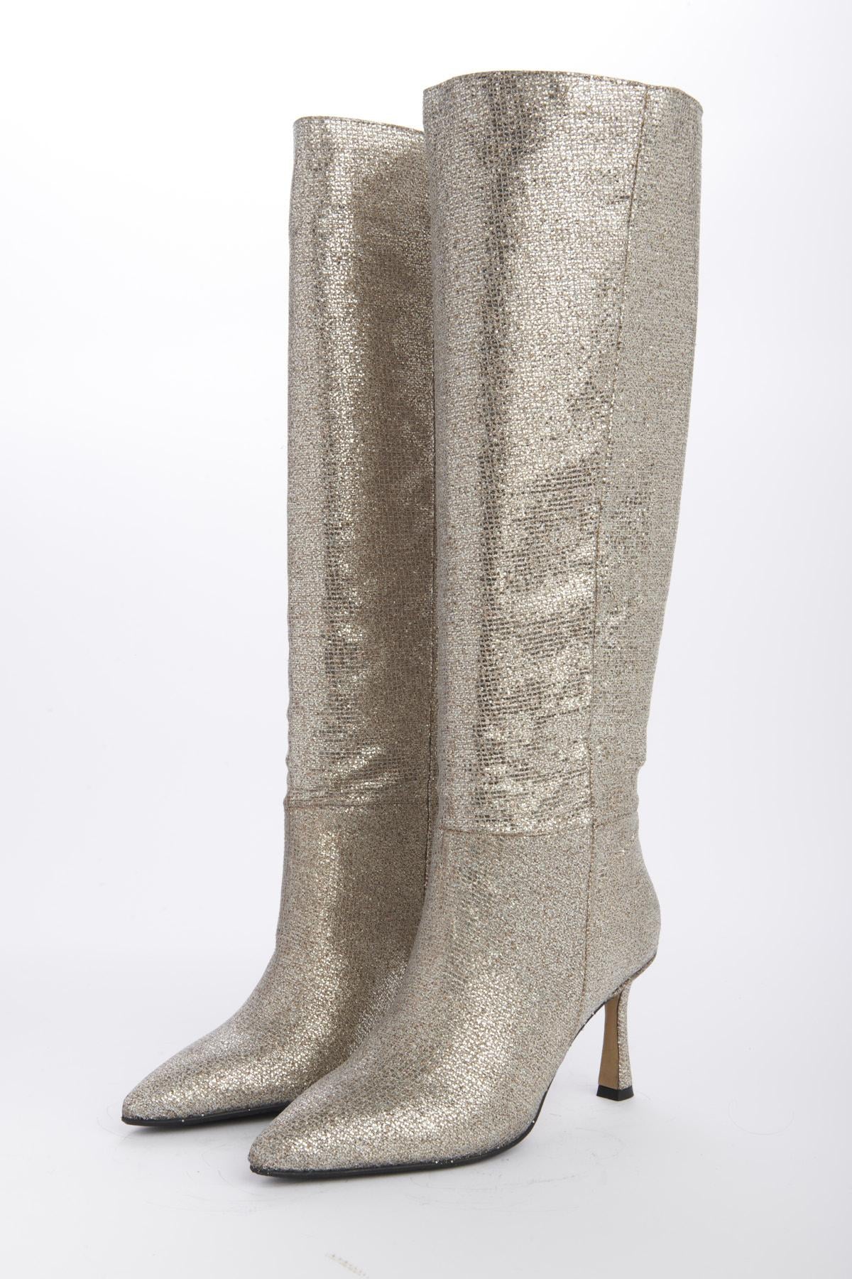 Stivale platino tacco 7,5 cm ST1580 PLATINO l'arianna 