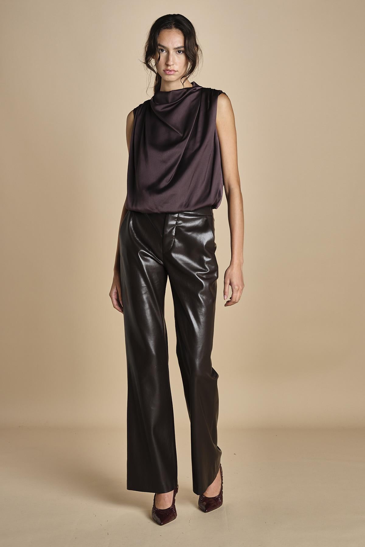 pantalone in ecopelle TRIFF F25-080 030 CHOCOLATE oscar 