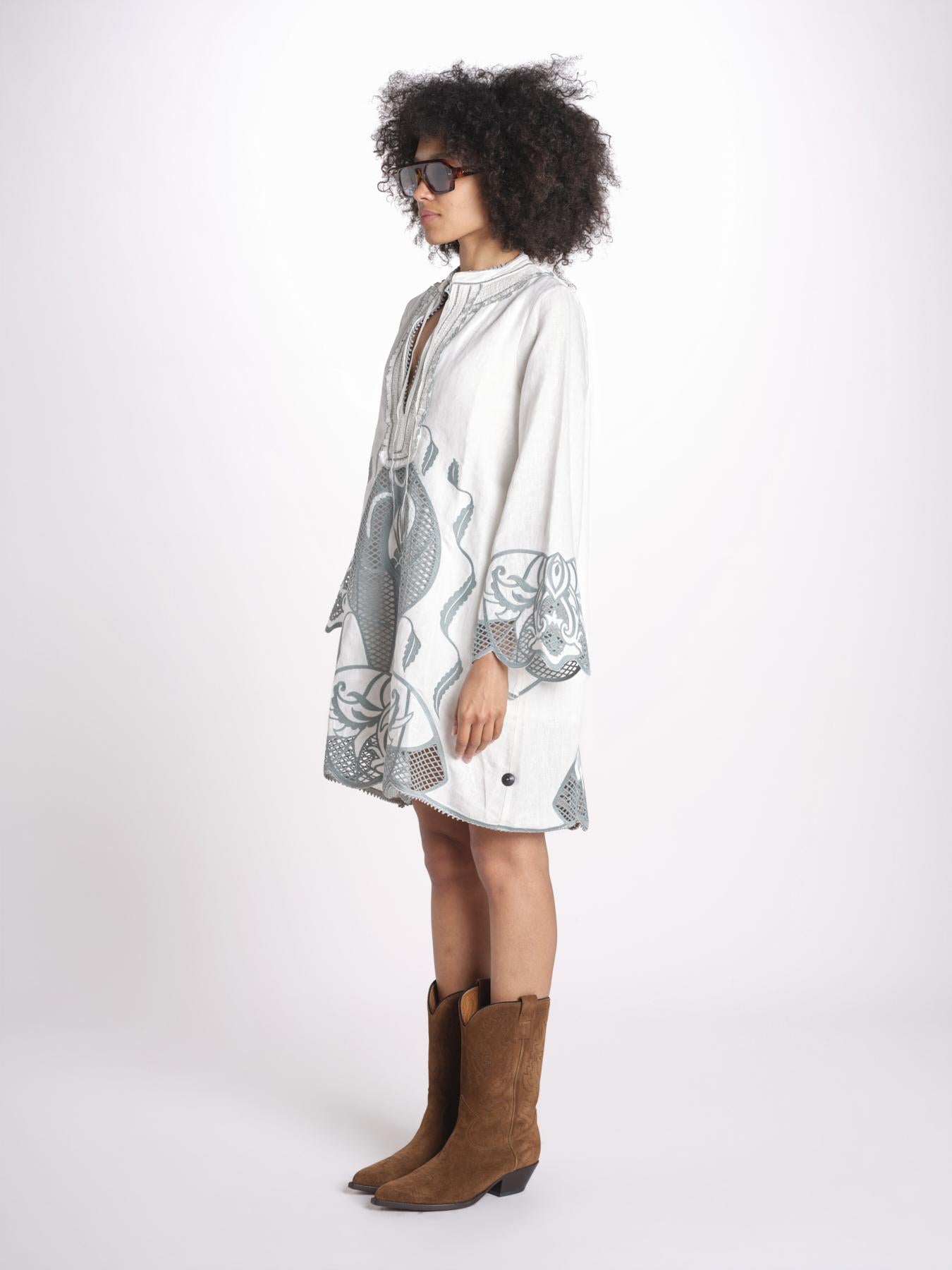 mini caftano con ricami fiori TESS LVSSS2026109 OFF WHITE lug von siga 