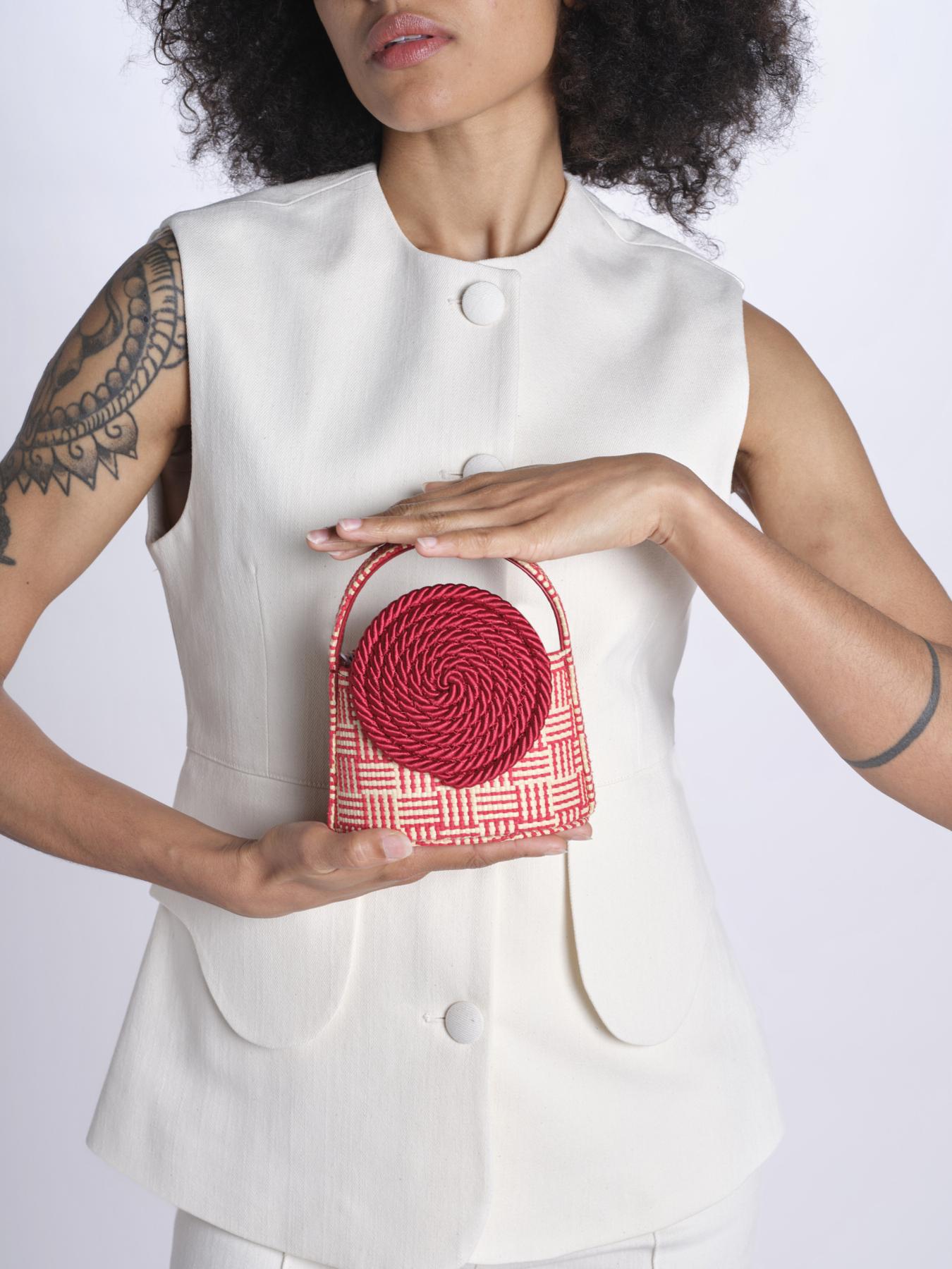 Borsa cerchio piccola MINI GUNTER 26R1GUN03 NATURAL RED destree 