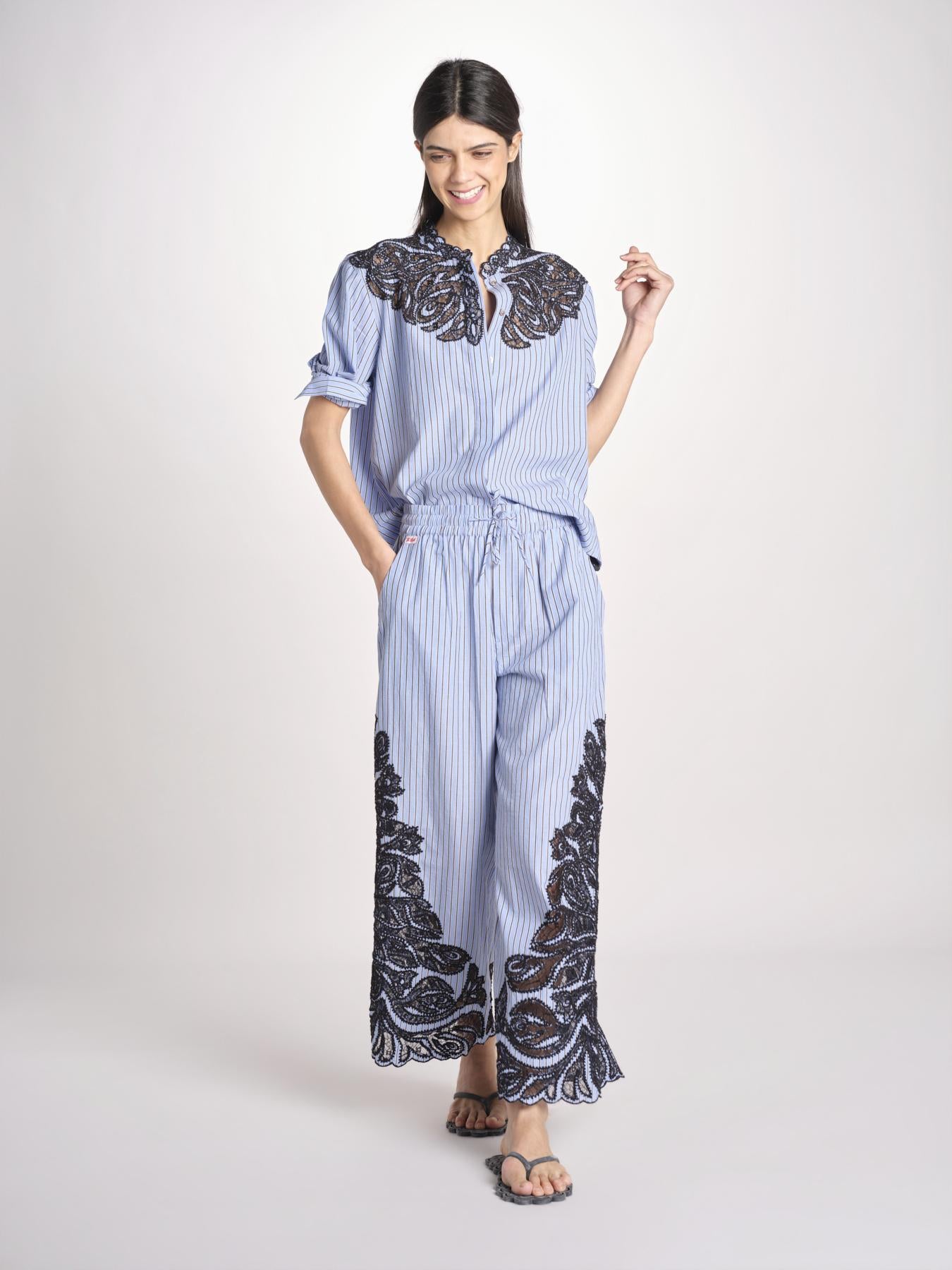 camicia a righe con ricamo 057 MULTI sea ny 