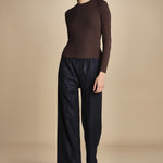 pantalone con elastico in punto milano PENSIL BLU NAVY true avenue 