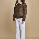 bomber montone più patch aviatore. LCAVIATORBD BROWN schott 