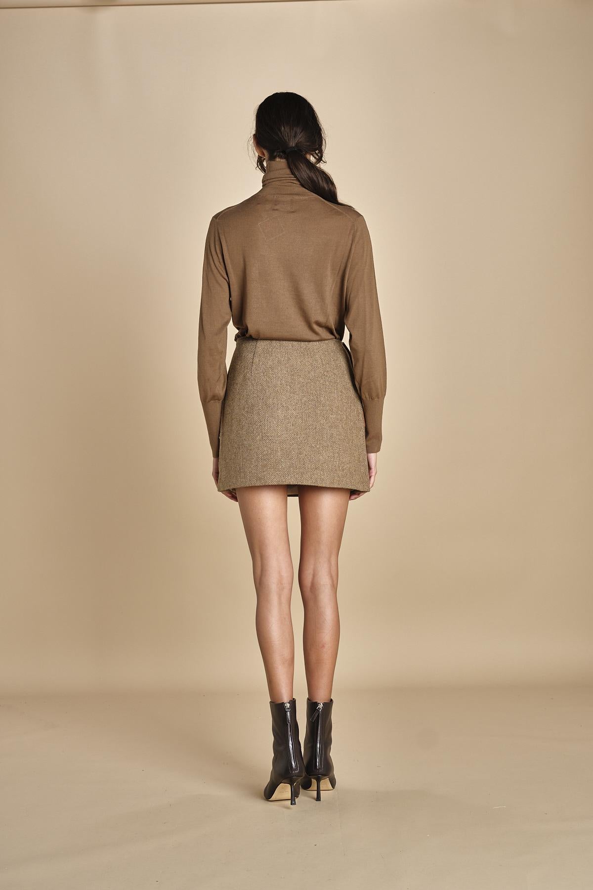 gonna con bordo in pelle ANDINE TAUPE malina 