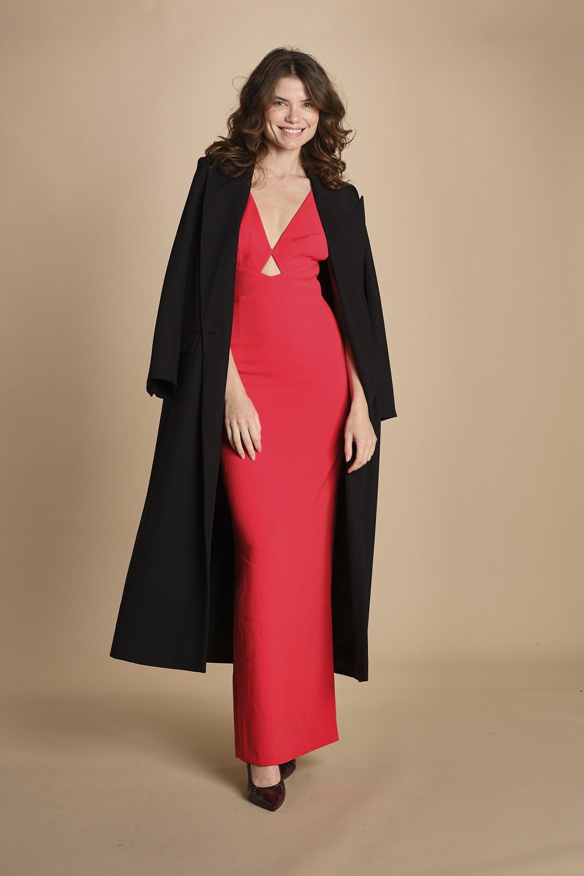 maxidress con spalline sottili incrociate MILLY RED solace 