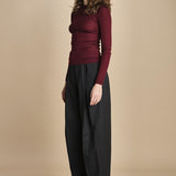 girocollo a costine manica luna in lana merino LAU30 E14015 BORDEAUX milaura 