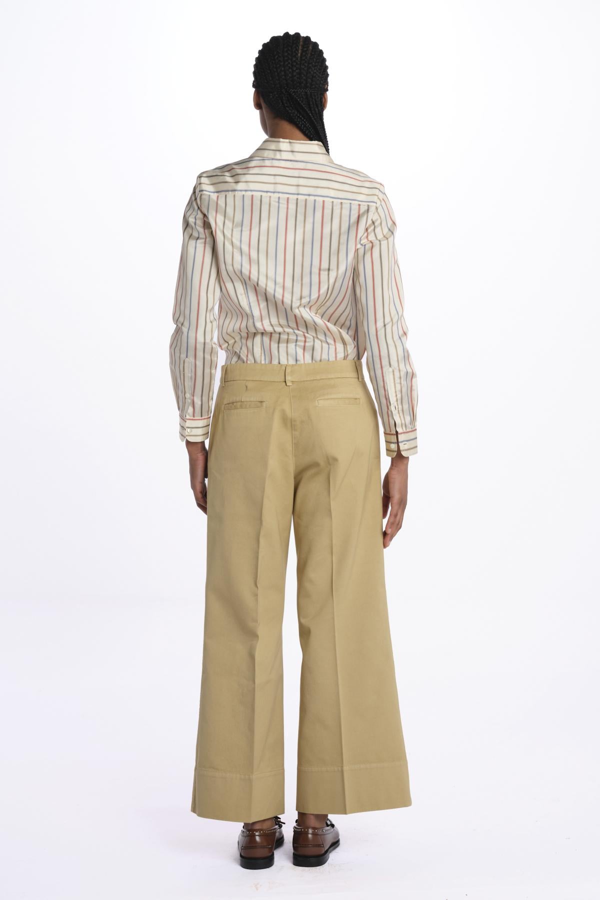 Pantalone MELODY D cropped cotone tinto capo MELODYD408801 12 quelledue 