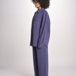 camicia uomo con impunture LOURO 1479 INDIGO studio nicholson 