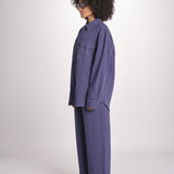 camicia uomo con impunture LOURO 1479 INDIGO studio nicholson 