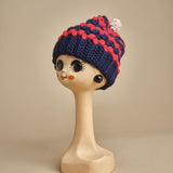 cappello lana a righe con pon pon H520 V6 exQUISITEJ 