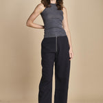 top americano a costine in lana merino LAU28 E14038 GRIGIO SCURO milaura 