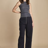 top americano a costine in lana merino LAU28 E14038 GRIGIO SCURO milaura 