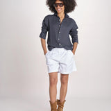 Camicia maschile in lino M012 38 BLU milaura 