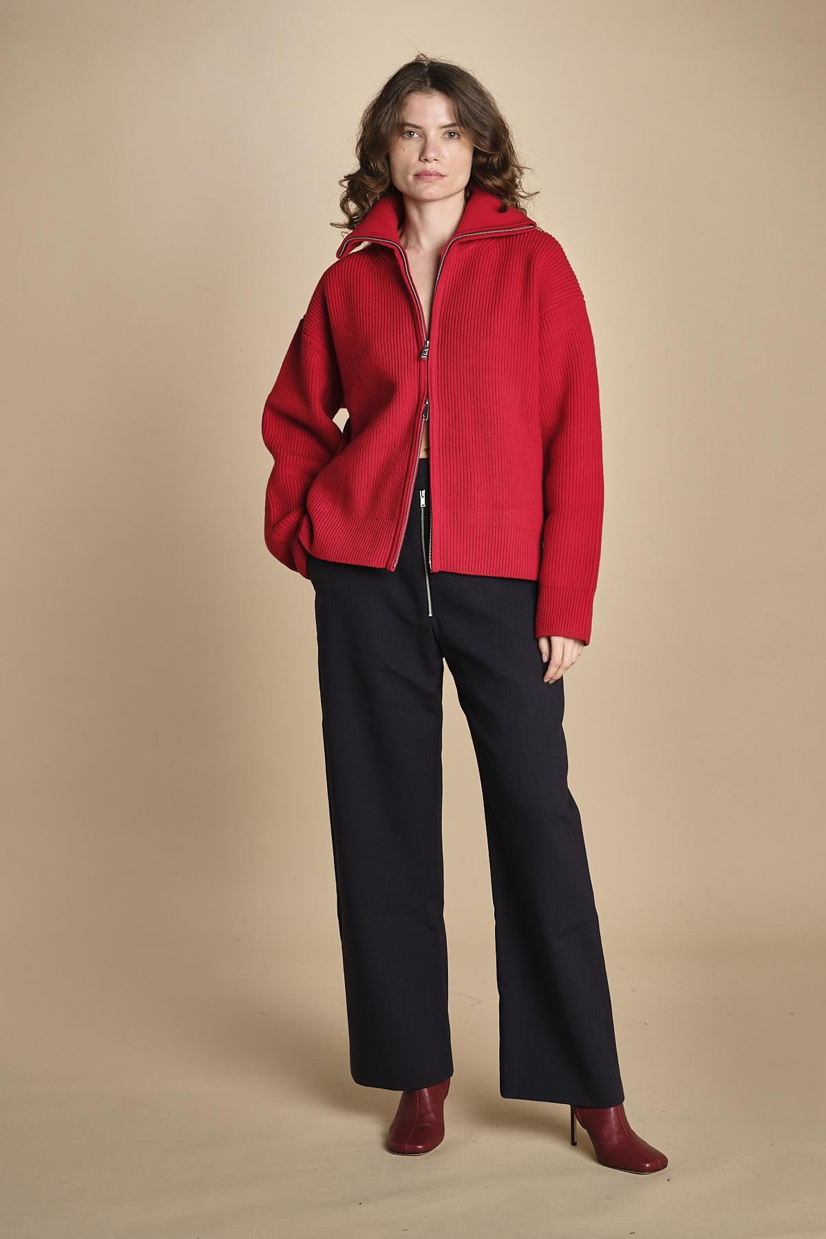 maglia a coste con la zip SANDOS CRIMSON studio nicholson 
