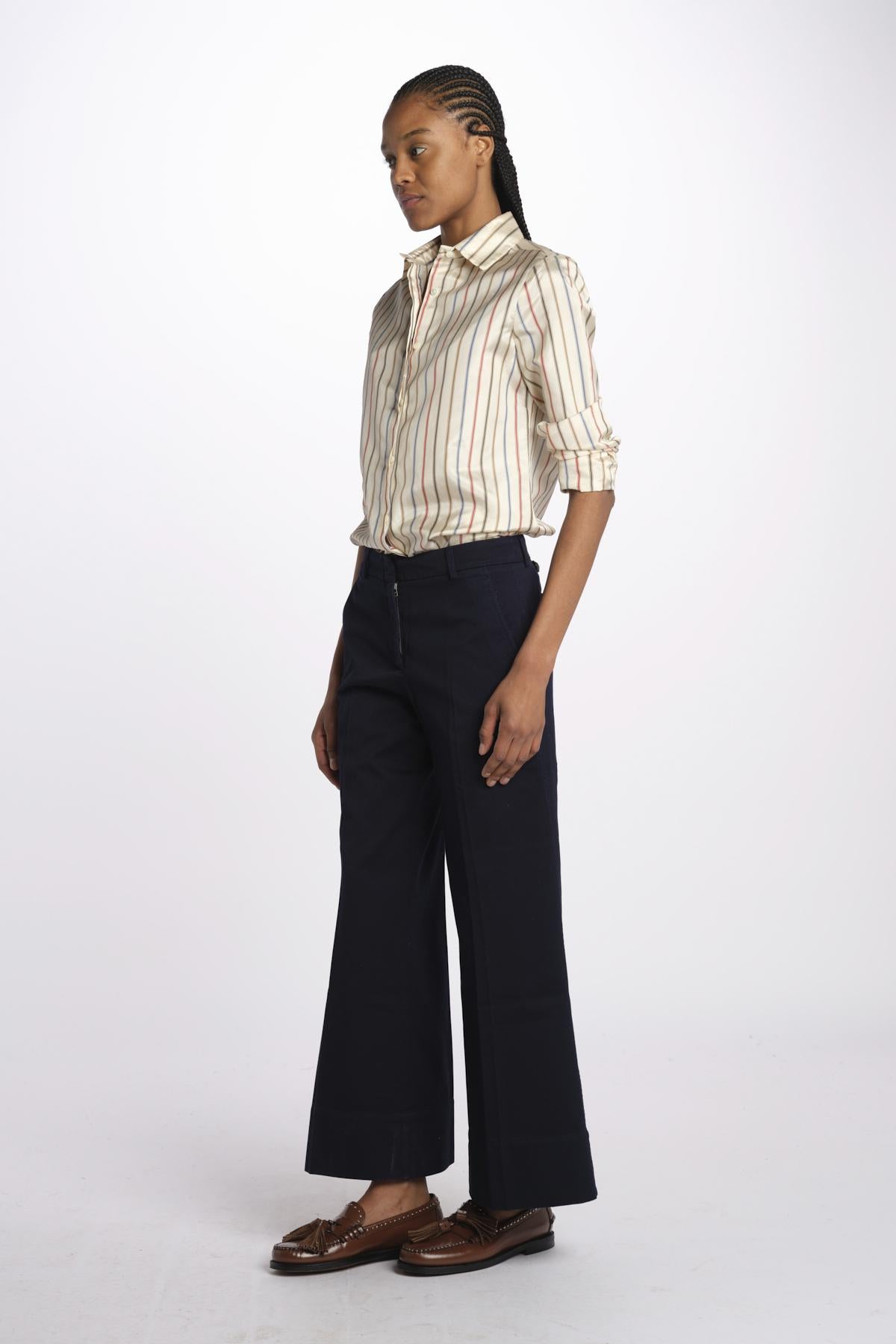 Pantalone MELODY D cropped cotone tinto capo MELODYD408801 80 quelledue 