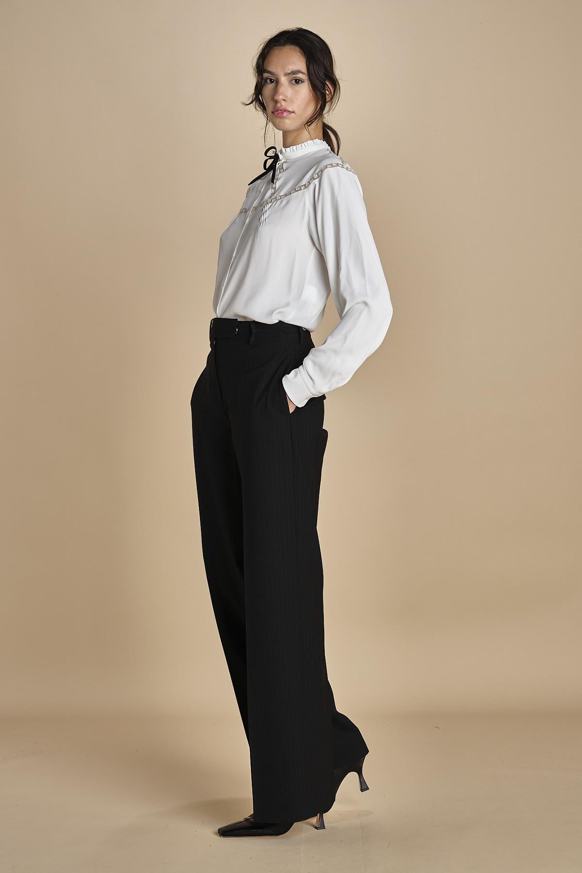 pantalone gessato in gabardine B0415248 R911 n21 