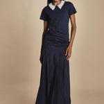 t-shirt con colletto ricamato F07141571101 BLU n21 