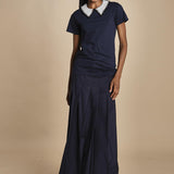 t-shirt con colletto ricamato F07141571101 BLU n21 