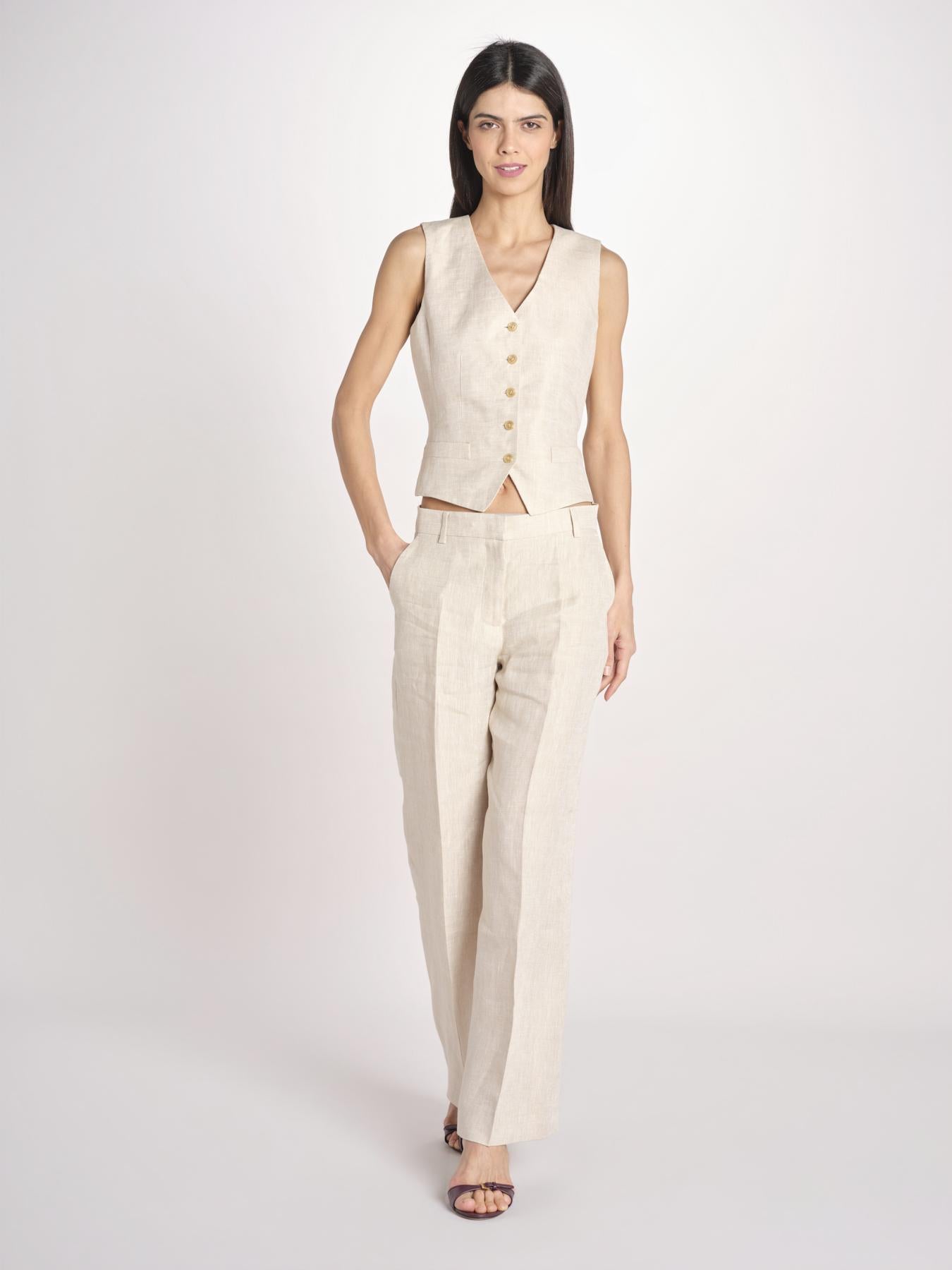 pantalone in lino MALIZIA 2615131112600 023 ECRU weekend maxmara 
