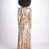 abito lungo con manica lunga PRINTED MARTINI E02263022 GOLD ANIMAL ramy brook 