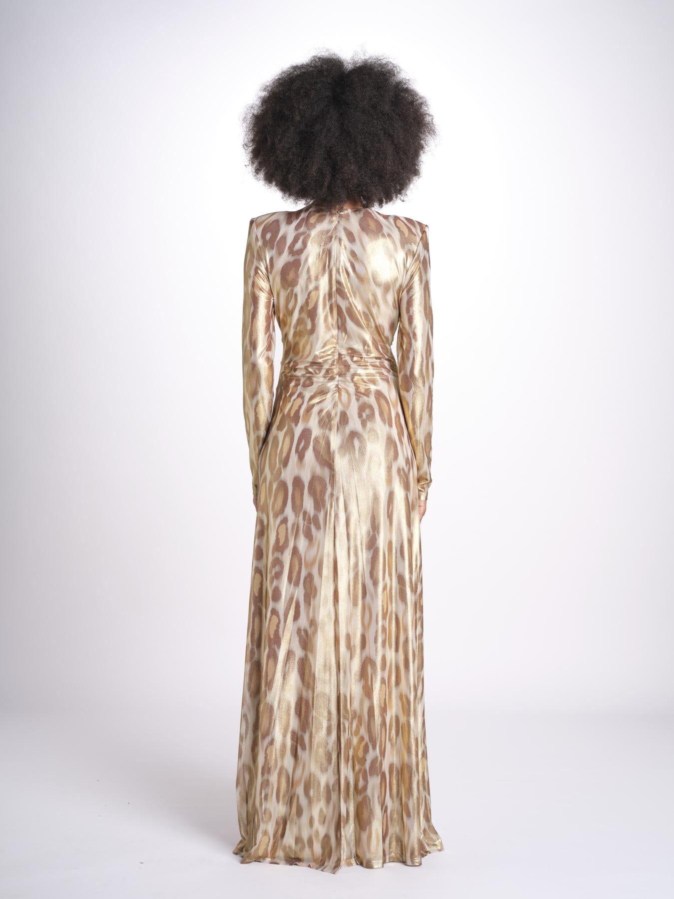 abito lungo con manica lunga PRINTED MARTINI E02263022 GOLD ANIMAL ramy brook 