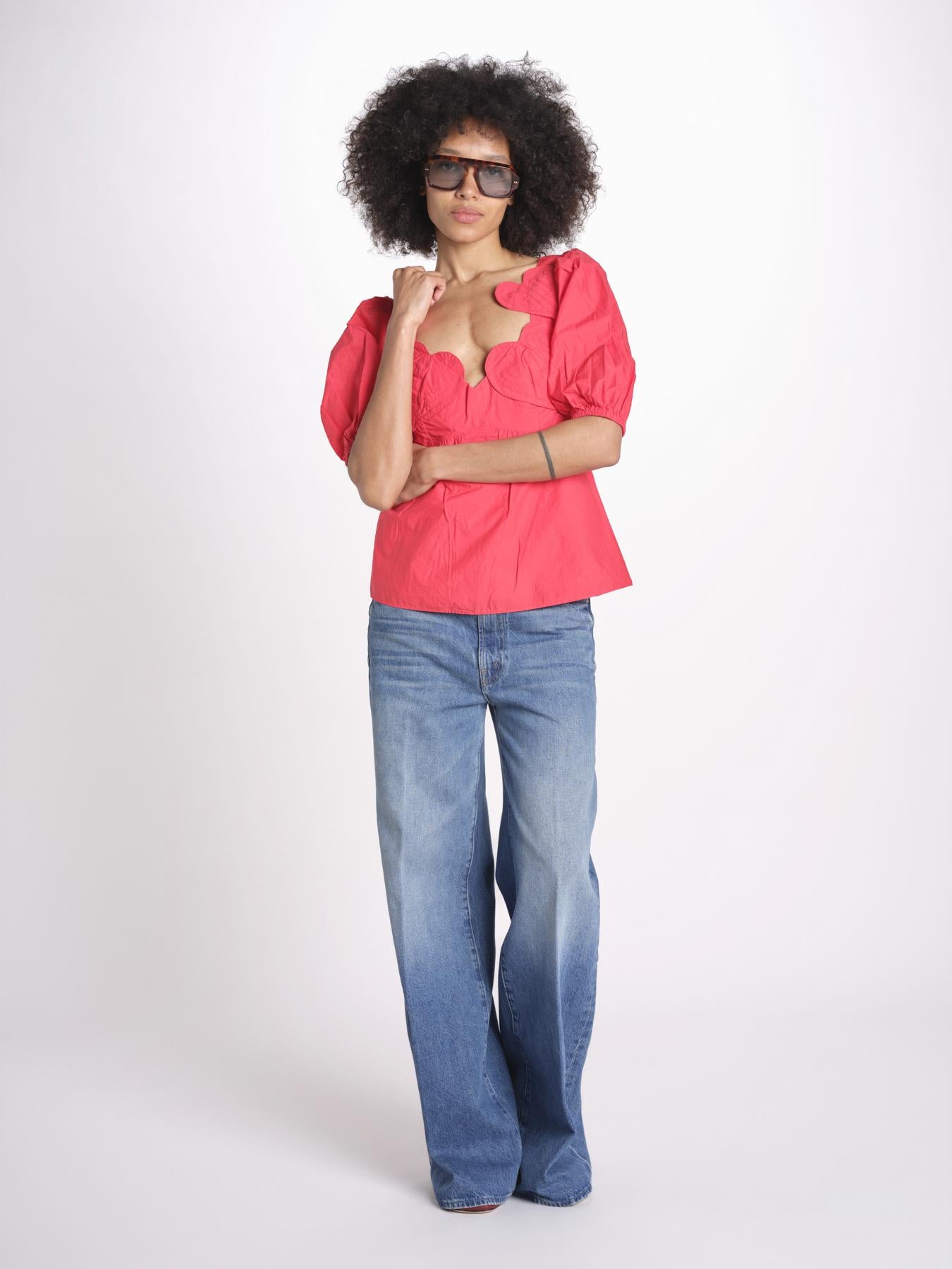 camicia m/l scollo con cuori 344593 RED L0028 farm rio 