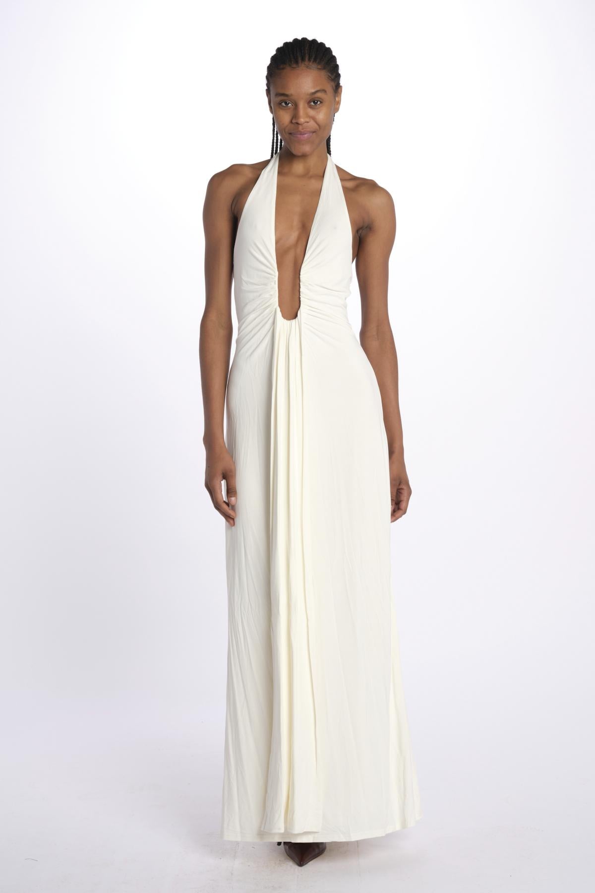 Abito JENNIFER lungo scollato jersey JAS24DR098 IVORY misha 