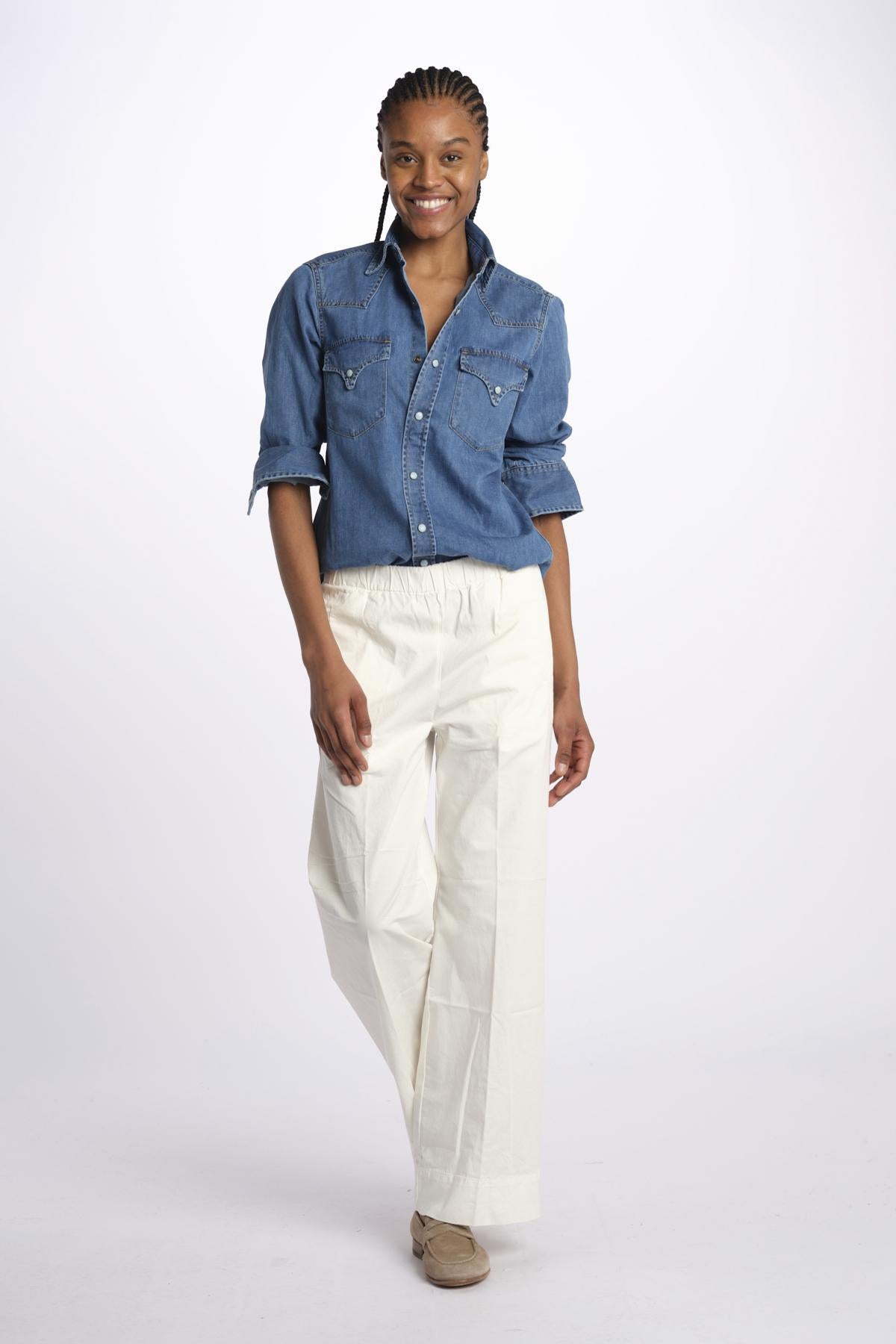 Pantalone PENSIL cotone con elastico PENSIL IVORY true avenue 