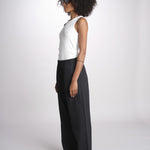 pantalone diritto con elastico in vita PENSIL BLACK BL true avenue 