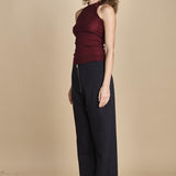 top americano a costine in lana merino LAU28 E14015 BORDEAUX milaura 