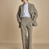 pantalone in piede de poule B032-5268-QA21 CAMMELLO MORO n21 